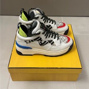 Fendi T-Rex Sneakers Women’s 7.5 37.5 Leather + Mesh White Multicolor
